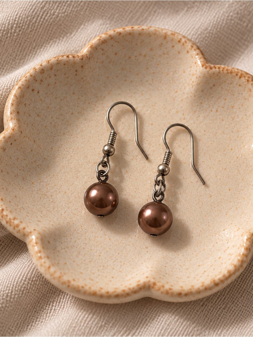 Brown Pearl Drop Earrings - Women Jewelry
